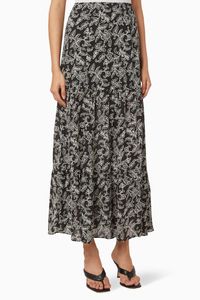 Trailing Jasmine Print Silk Skirt