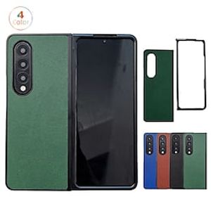 Phone Case For Samsung Galaxy Flip Z Fold 4321 Flip Full Body Protective Anti-Scratch Solid Colored PU Leather Lightinthebox