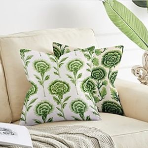 1PC Green Flowers Double Side Pillow Cover Soft Decorative Square Cushion Case Pillowcase for Bedroom Livingroom Sofa Couch Chair miniinthebox