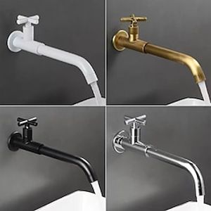 Wall Mounted Bathroom Sink Faucet Cold Water Only, Basin Taps Vintage Brass Single Handles One 3 Hole Washroom Wash Baxin Tap Lightinthebox
