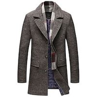 Men's Winter Coat Wool Coat Jacket Trench Coat Outdoor Daily Wear Fall  Winter Polyester Thermal Warm Windbreaker Outerwear Clothing Apparel Fashion Streetwear Plain Pocket Lapel Single Breasted Lightinthebox - thumbnail