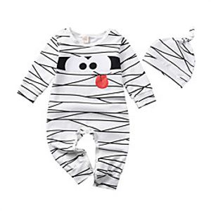 Baby Boys' Active Cute Home Daily Wear Striped Print Long Sleeve Romper White miniinthebox