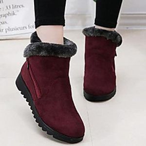 Women's Boots Snow Boots Flat Heel Round Toe Booties Ankle Boots Casual Daily Nubuck Solid Colored Wine Black Brown / Booties / Ankle Boots / Booties / Ankle Boots miniinthebox