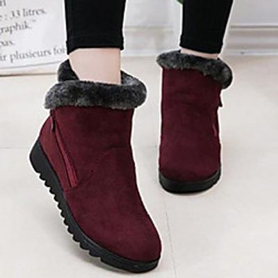 Women's Boots Snow Boots Flat Heel Round Toe Booties Ankle Boots Casual Daily Nubuck Solid Colored Wine Black Brown / Booties / Ankle Boots / Booties / Ankle Boots miniinthebox