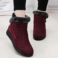 Women's Boots Snow Boots Flat Heel Round Toe Booties Ankle Boots Casual Daily Nubuck Solid Colored Wine Black Brown / Booties / Ankle Boots / Booties / Ankle Boots miniinthebox - thumbnail