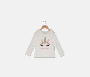 Toddler Girls Glitter Princess Unicorn Graphic Tee  White