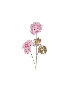 Kaemingk Decoris Hydrangea On Stem Polyester with Matt Gold Champange Leaf Blush Pink