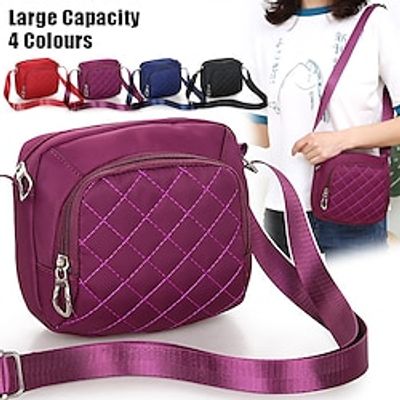 Women's Crossbody Bag Shoulder Bag Hobo Bag Oxford Cloth Outdoor Daily Holiday Zipper Large Capacity Waterproof Lightweight Solid Color Quilted Deep Purple Black Red miniinthebox