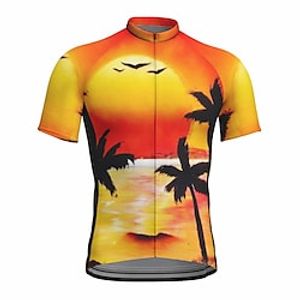 21Grams Men's Cycling Jersey Short Sleeve Bike Top with 3 Rear Pockets Mountain Bike MTB Road Bike Cycling Breathable Moisture Wicking Reflective Strips Back Pocket Violet Yellow Blue Graphic Spandex Lightinthebox