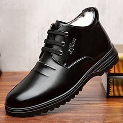 Men's Boots Dress Shoes Winter Boots Fleece lined Casual Outdoor Daily Cloth Warm Breathable Comfortable Loafer Black Fall Winter Lightinthebox
