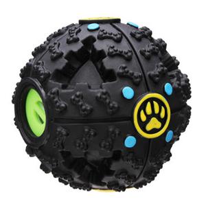 Black Bone Pattern Pet Feeding Ball Sound Toy Dog Treat Training Chew Fantastic