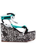 Missoni graphic print wedge heel sandals - Black - thumbnail