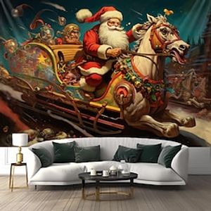 Christmas Santa Hanging Tapestry Wall Art Large Xmas Tapestry Mural Decor Photograph Backdrop Blanket Curtain Home Bedroom Living Room Decoration miniinthebox