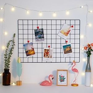 Grid Photo Wall Metal Wire Board Mesh Panel Hanging Art Display Decor Iron Rack Frames Pictures Hanger Wall Storage miniinthebox