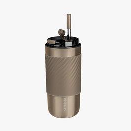 Lepresso Coffee Mug with Sleeve and Straw 520ml - Gold (LPCM520GD)