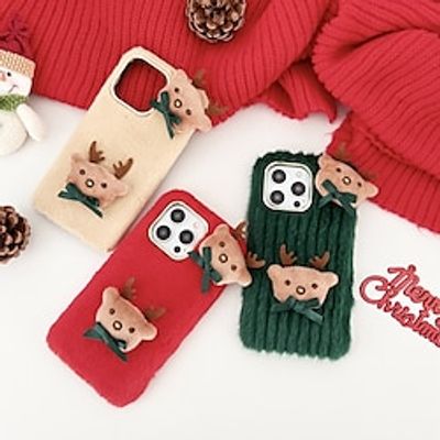 Phone Case For iPhone 15 Pro Max Plus iPhone 14 13 12 11 Pro Max Plus Christmas Back Cover Shockproof Christmas Plush TPU Plush miniinthebox