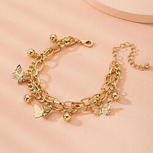 Women's Chain Bracelet Vintage Bracelet Layered Butterfly Fashion Personalized Elegant Holiday Alloy Bracelet Jewelry Gold For Holiday Date Birthday Beach Festival Lightinthebox