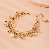 Women's Chain Bracelet Vintage Bracelet Layered Butterfly Fashion Personalized Elegant Holiday Alloy Bracelet Jewelry Gold For Holiday Date Birthday Beach Festival Lightinthebox - thumbnail