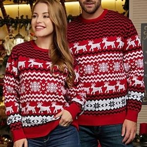 Christmas Reindeer Ugly Christmas Sweater  Sweatshirt Sweatshirt Pullover Funny Top For Men's Women's Couple's Adults' 3D Print 100% Polyester Party Casual Daily Lightinthebox