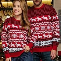 Christmas Reindeer Ugly Christmas Sweater  Sweatshirt Sweatshirt Pullover Funny Top For Men's Women's Couple's Adults' 3D Print 100% Polyester Party Casual Daily Lightinthebox - thumbnail