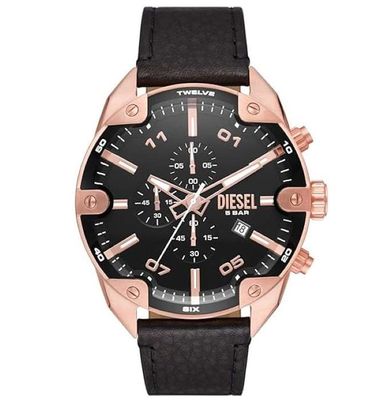 Diesel Spiked Men Chronograph Watch With Leather Strap - DZ4607