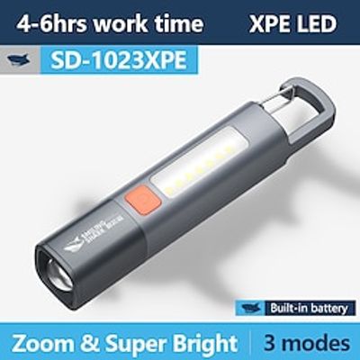 SD1023 LED Torch Light XPE Super Bright Flashlight With Hook USB Rechargeable Zoomable Waterproof Light For Household Emergency Outdoor Lighting miniinthebox