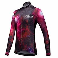 21Grams Floral Botanical Women's Long Sleeve Cycling Jersey - Black / Red Bike Jersey Top Thermal Warm UV Resistant Anatomic Design Sports Winter Fleece 100% Polyester Mountain Bike MTB Road Bike miniinthebox - thumbnail