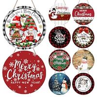 Christmas Wood Wall Sign, Wooden Pattern Round Plaque Sign Wall Decor Accessories, For Home Decor Room Decor Household Item Lightinthebox - thumbnail