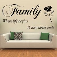 Removable PVC Wall Sticker Decal Mural DIY Room Art Decor Rose FAMILY Quote