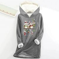 Christmas Sweatshirt Women's Hoodie Sweatshirt Pullover Sherpa Fleece Lined Graphic Warm Fuzzy Festival Print Black Pink Red Christmas Casual Hoodie Long Sleeve Top Micro-elastic Fall  Winter Lightinthebox - thumbnail