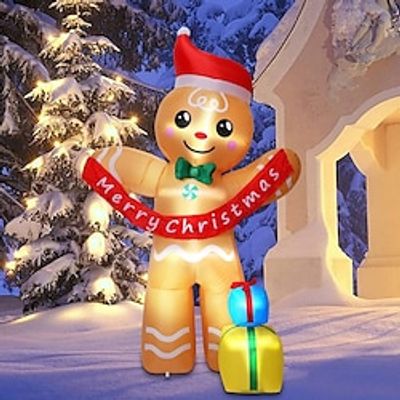 8.4 FT Christmas Inflatables Gingerbread Man with Gift Boxes LED Inflatable Decoration 2.6m for Outdoor Indoor Holiday Yard Patio Waterproof Lightinthebox