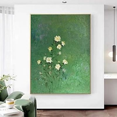 Handmade Oil Painting Canvas Wall Art Decoration Contemporary Green Abstract Flowers Texture for Home Decor Rolled Frameless Unstretched Painting Lightinthebox Handmade Oil Painting Canvas Wall Art Decoration Contemporary Green Abstract Flowers Texture for Home Decor Rolled Frameless Unstretched Painting Lightinthebox