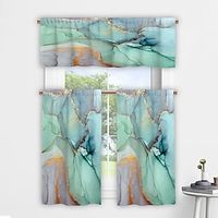 Kitchen Curtains Valance Tier Printed Marble Pattern Waterproof Oil Proof Stain Resistant Kitchen Bedroom Small Curtains Lightinthebox - thumbnail