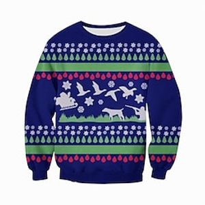 Men's Sweatshirt Pullover Blue Crew Neck Graphic Prints Snowflake Print Daily Sports Holiday 3D Print Basic Streetwear Designer Spring   Fall Clothing Apparel Hoodies Sweatshirts  Long Sleeve miniinthebox