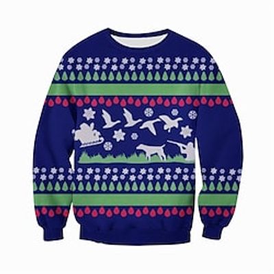 Men's Sweatshirt Pullover Blue Crew Neck Graphic Prints Snowflake Print Daily Sports Holiday 3D Print Basic Streetwear Designer Spring   Fall Clothing Apparel Hoodies Sweatshirts  Long Sleeve miniinthebox