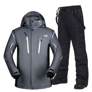 MUTUSNOW Men's Ski Jacket with Bib Pants Outdoor Winter Waterproof Windproof Warm Skiing Clothing Suit for Skiing Snowboarding Winter Sports  Fashion  Solid Colored Lightinthebox