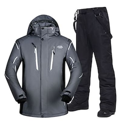 MUTUSNOW Men's Ski Jacket with Bib Pants Outdoor Winter Waterproof Windproof Warm Skiing Clothing Suit for Skiing Snowboarding Winter Sports  Fashion  Solid Colored Lightinthebox