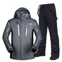 MUTUSNOW Men's Ski Jacket with Bib Pants Outdoor Winter Waterproof Windproof Warm Skiing Clothing Suit for Skiing Snowboarding Winter Sports  Fashion  Solid Colored Lightinthebox - thumbnail