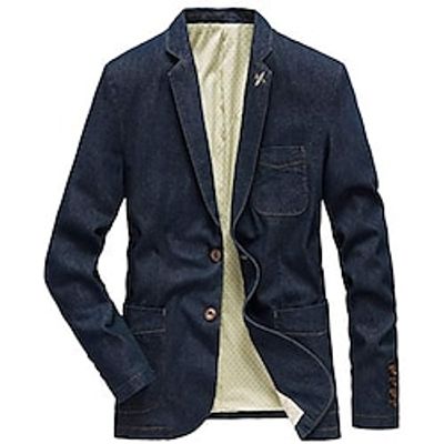 Men's Blazer Denim Jacket Sport Jacket Sport Coat Jean Jacket Business Single Breasted One-button V Neck Jacket Outerwear Solid Colored Denim Blue Vintage blue Black Lightinthebox Men's Blazer Denim Jacket Sport Jacket Sport Coat Jean Jacket Business Single Breasted One-button V Neck Jacket Outerwear Solid Colored Denim Blue Vintage blue Black Lightinthebox