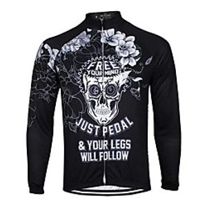 21Grams Men's Long Sleeve Cycling Jersey Spandex Polyester Black Sugar Skull Skull Floral Botanical Bike Jersey Top Mountain Bike MTB Road Bike Cycling Quick Dry Moisture Wicking Breathable Sports Lightinthebox