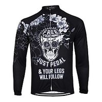 21Grams Men's Long Sleeve Cycling Jersey Spandex Polyester Black Sugar Skull Skull Floral Botanical Bike Jersey Top Mountain Bike MTB Road Bike Cycling Quick Dry Moisture Wicking Breathable Sports Lightinthebox - thumbnail