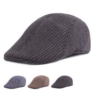 Solid Color Stripe Cotton Beret Caps