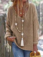 Women's Retro Casual Loose V-neck Sweater