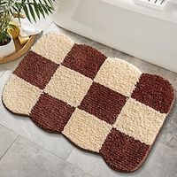 Cozy Bath Mats for Bathroom Modern Coffee Plaid Water Absorbent Bathroom Floor Mats Home Indoor Doorway Rug Non Slip Bath Rugs for Bathtub 31.5x20 inch Lightinthebox - thumbnail
