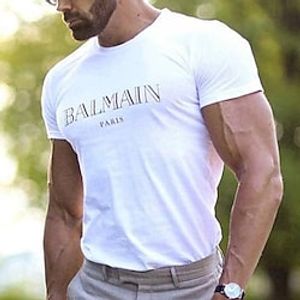 Men's Plus Size Big Tall T shirt Tee Tee Crewneck White Short Sleeves Outdoor Going out Print Letter Clothing Apparel Cotton Blend Streetwear Stylish Casual Lightinthebox