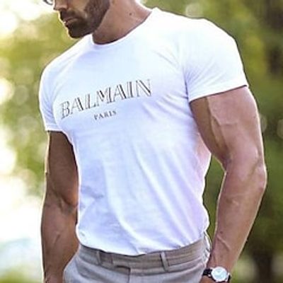 Men's Plus Size Big Tall T shirt Tee Tee Crewneck White Short Sleeves Outdoor Going out Print Letter Clothing Apparel Cotton Blend Streetwear Stylish Casual Lightinthebox