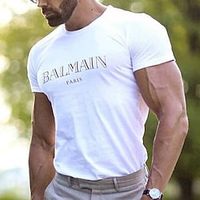 Men's Plus Size Big Tall T shirt Tee Tee Crewneck White Short Sleeves Outdoor Going out Print Letter Clothing Apparel Cotton Blend Streetwear Stylish Casual Lightinthebox - thumbnail