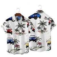 Men's Shirt Summer Hawaiian Shirt Coconut Tree Graphic Prints Turndown White Outdoor Street Short Sleeves Button-Down Print Clothing Apparel Sports Fashion Streetwear Designer Lightinthebox - thumbnail