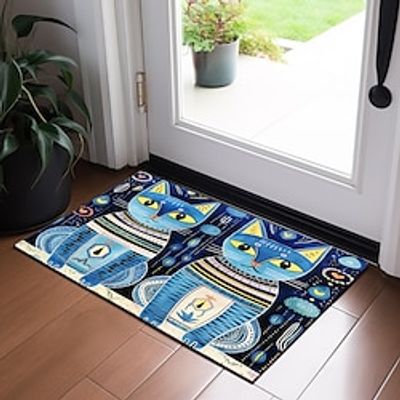 Egyptian Blue Cats Doormat Non-Slip Oil Proof Rug Indoor Outdoor Mat Bedroom Decor Bathroom Mat Entrance Rug Door Mat miniinthebox Egyptian Blue Cats Doormat Non-Slip Oil Proof Rug Indoor Outdoor Mat Bedroom Decor Bathroom Mat Entrance Rug Door Mat miniinthebox