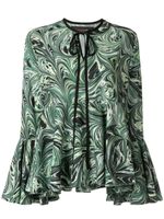 Romance Was Born Marble Haze ruffle blouse - Green